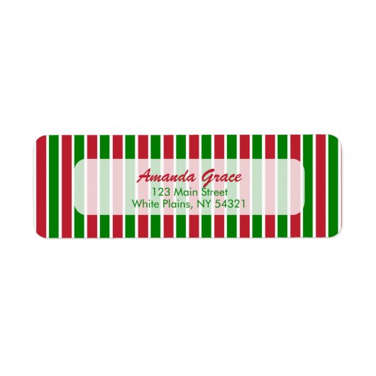 Étiquette Rouge et Vert rayures Noël / Vacances (Devant)
