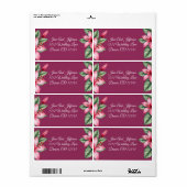 Étiquette Rouge Floral rose pâle (Feuille entière)