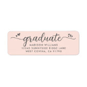 Étiquette Rouge Foncé Diplôme Écriture Moderne Cœurs Adresse (Devant)