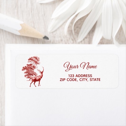 Étiquette Rouge français classique Cerf en toile en forêt (En situation)