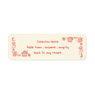 Étiquette Rouge Jouer Main tiré Doodle Whimsical Noël