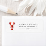 Étiquette Rouge | Mariage de style homard<br><div class="desc">Des étiquettes d'adresse de retour officielles mais uniques du mariage,  illustrant une illustration d'un homard rougeâtre et vos coordonnées uniques qui l'entourent. Tous les éléments sont déverrouillés et réglables,  alors amusez-vous à être créatif si besoin.</div>