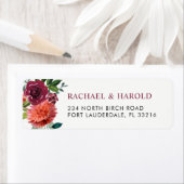 Étiquette Rouge Marsala Bourgogne Botanique Floral (En situation)