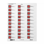 Étiquette Rouge Monogramme initial Noir et Blanc Zizzag Chev (Feuille entière)