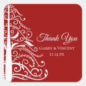 Étiquette rouge Noel Mariage d'hiver Merci Favor (Devant)