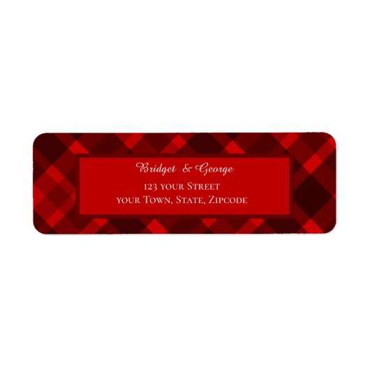 Étiquette rouge noir écossais celtique tartan mariage motif (Devant)