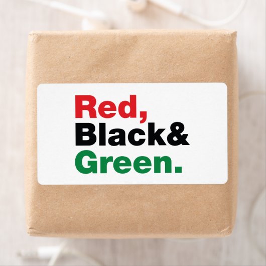 Étiquette Rouge, Noir et Vert. (En situation)