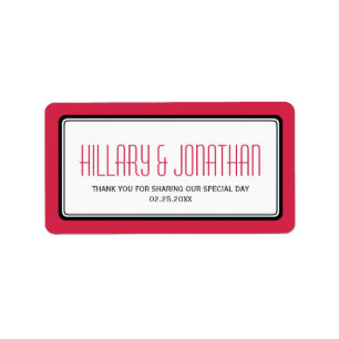 Étiquette Rouge noir rectangulaire cadre mariage en faveur é