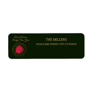 Étiquette Rouge Poinsettia Plante sur parties scintillant ét