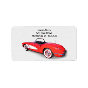 Étiquette Rouge rétro 1960 Corvette convertible