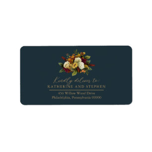 Étiquette Rouge rustique   Orange Floral Bouquet Adresse RSV