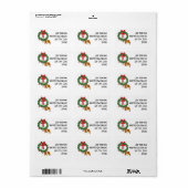 Étiquette Rouge Tri Aussie avec couronne de Noël (Feuille entière)