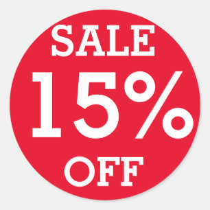 Étiquette rouge VENTE 15% DE RÉDUCTION Magasin de