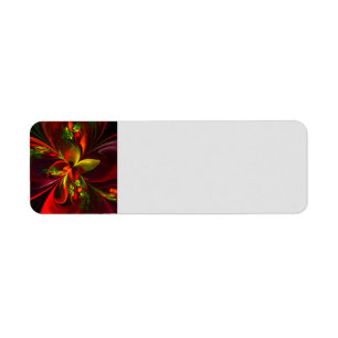 Étiquette Rouge vert moderne Floral Abstrait Art Motif #05