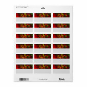 Étiquette Rouge vert moderne Floral Abstrait Art Motif #05 (Feuille entière)