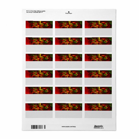 Étiquette Rouge vert moderne Floral Abstrait Art Motif #05 (Feuille entière)