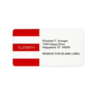 Étiquette Rouge Wht Horizontal Preppy Stripe #3 Nom Monogram