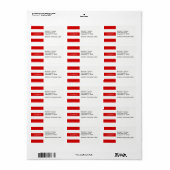 Étiquette Rouge Wht Horizontal Preppy Stripe #3 Nom Monogram (Feuille entière)