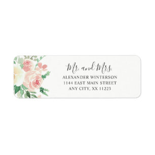 Étiquette Rougissent M. et MME floraux roses adresse de