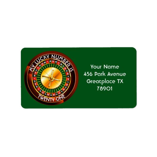 Étiquette Roulette Casino Roulette Avec Votre Chance Numéro (Devant)