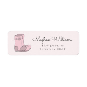 Étiquette rousse rose mignonne bottes de pluie adresse de re