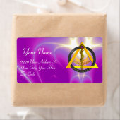 Étiquette ROUTE DU SYMBOLE DENTISTE ASCLEPIUS, rose (En situation)