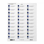 Étiquette Royal Bleu Jaune Or Mariage métallique Floral (Feuille entière)