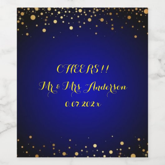 Étiquette Royal Blue et Gold Faire-part de mariage (Étiquettes simples)