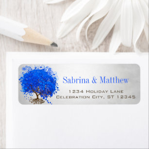 Étiquette Royal Blue Heart Leafed Adresse de retour