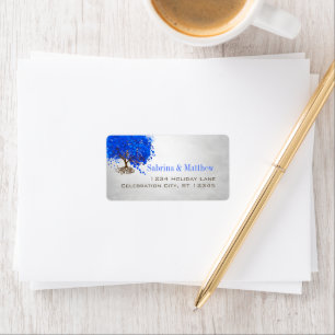 Étiquette Royal Blue Heart Leafed Adresse de retour