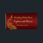 Étiquette Royal Burgundy Gold Peacock Mariage Vin Favoriser<br><div class="desc">Unique Design featuring Royal Burgundy Gradient background and abstract Gold Sparkling Peacocks for your special wedding event. C'est It qui veut le style de l'art de l'art. C'est différent ! Personalize with your own information. If you need to move the text, or change the size, font, or color, click Customize...</div>