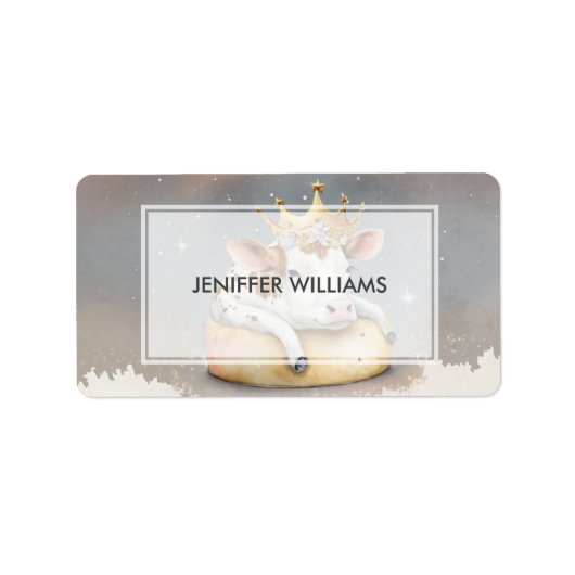 Étiquette Royal Cow Dreaming on Cheese Throne                (Devant)