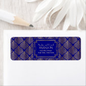 Étiquette Royal Navy Blue Gold Great Gatsby Art Déco Mariage (En situation)