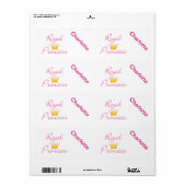 Étiquette Royal Princess (Feuille entière)