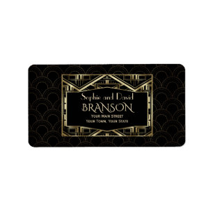Étiquette Royal Roaring 20s Gold Art Déco Mariage