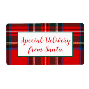 Étiquette Royal Stewart Christmas Plaid Père Noël PERSONNALI