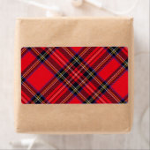 Étiquette Royal Stewart tartan rouge noir plaid (En situation)