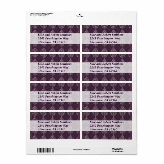 Étiquette Royale violette (Feuille entière)