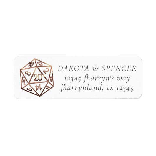 Étiquette RPG Dice | Copper Fantasy Tabletop Gamer Address (Devant)