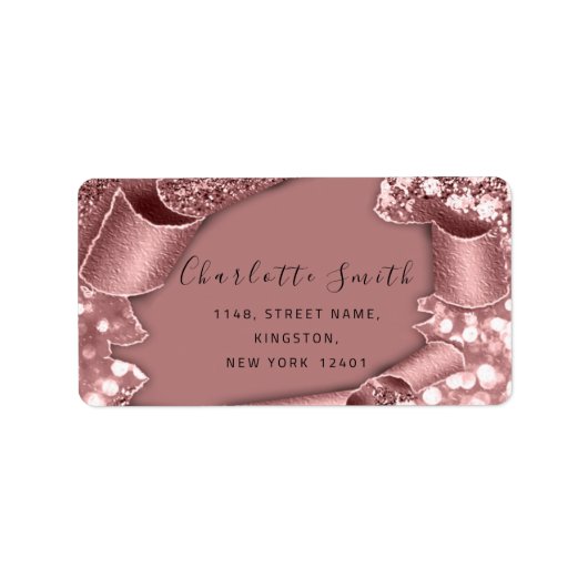 Étiquette RSVP 3D Frame Parties scintillant Rose Royal Blush (Devant)