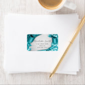 Étiquette RSVP Mariage 3D Turquoise Parties scintillant vert (En situation)