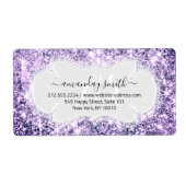 Étiquette RSVP Mariage Monogramme Parties scintillant violet (Devant)