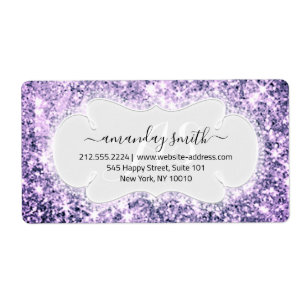 Étiquette RSVP Mariage Monogramme Parties scintillant violet