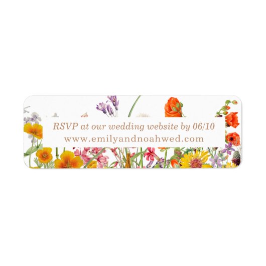 Étiquette RSVP pour site web de mariage aux fleurs (Devant)