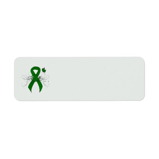 Étiquette Ruban de sensibilisation au vert avec papillon (Devant)