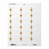 Étiquette Ruban D'Or Avec Bow Sur Arrière - plan Blanc (Feuille entière)