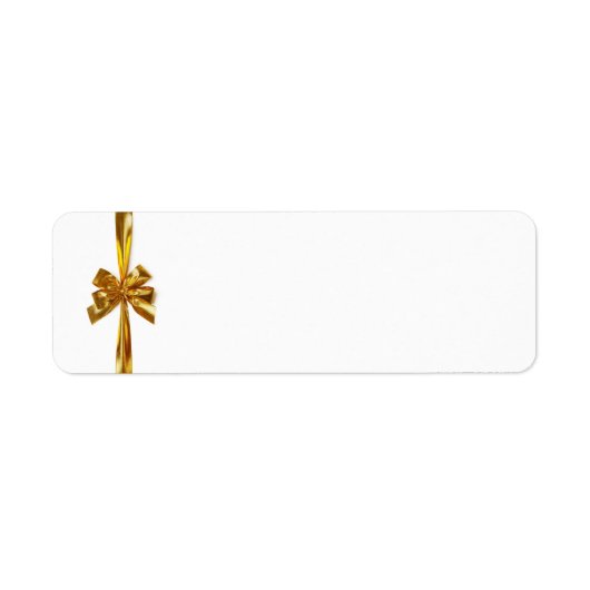 Étiquette Ruban D'Or Avec Bow Sur Arrière - plan Blanc (Devant)
