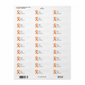 Étiquette Ruban orange Leukemia 3 (Feuille entière)