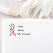 Étiquette Ruban rose Avec Lumières De Noël Cancer Du Sein (En situation)