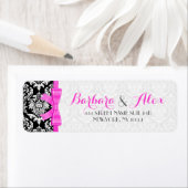 Étiquette Ruban rose Noir Et Blanc Damas 2 (En situation)